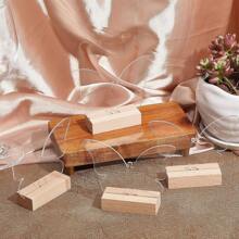 5 套亚克力标牌空白板带木质支架透明蝴蝶亚克力座位卡木质卡片支架套装适用于婚礼派对餐厅 - 透明 - 查看 4