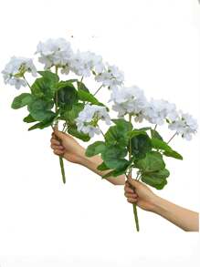 1/4Pcs Artificial Geraniums Outdoor Silk Flowers Artificial Geranium Bush Faux Flowers Geraniums For Floral Home Decor Indoor Garden Patio Grave Cemetary Vase Table Centerpiece - White - View 1