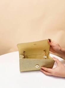 绿色圣诞节快乐节日礼品袋小信封手拿包彩色经典时尚手提包宴会晚宴包闪亮闪光金属链条斜挎包