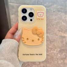 Sanrio Sanrio Simple Solid Color Biscuit Kitty Cat dla 16iPhone15promax etui na telefon Apple 14 13pro nowe 12 japońska kreskówka trójwymiarowa Kitty11