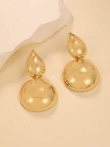 European And American Metal Landscape Oval Water Drop Vintage Earrings