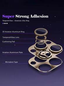 2 Packs IPhone 16 Pro Max/16 Pro/15 Pro Metal Ring Lens Tempered Glass Protective Film, 9H Hardness Ultra-High Definition, Anti-Scratch, Anti-Fingerprint, Easy To Install, Full Coverage Lens Protective Film