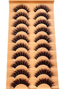 10 pares de pestañas postizas naturales y esponjosas estilo ojos de gato, con volumen y suavidad, extensiones de pestañas falsas para maquillaje