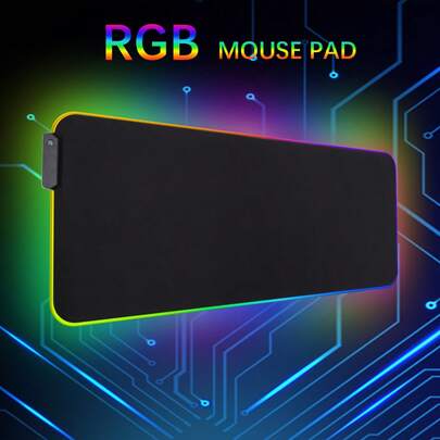 31.5 X 11.8 Inch RGB Gaming Mouse Pad, Stitched Edges, Premium Micro-Woven Cloth, Non-Slip Base, Extended Soft LED Mouse Mat, Black