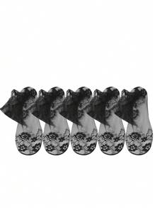Chaussettes femmes en dentelle transparente Lolita invisibles, fines pour l'été, antidérapantes, courtes, coupe-bateaux