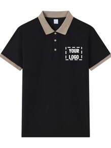 Customized Polo Shirt, Colorblock Short Sleeve Business Work Tops, Add Your Personalized Graphic Printing On Left Chest,Give It To Your Boyfriend,Stylish,Fashion,Hipster,Casual,Minimal Chic,Personalized,Customized,Custom,Unique,Guy Costumes,Capsule Wardrobe,Men Basic/Street Style,Ideal Gifts For Him,Boyfriend,Family,Friends,For Birthdays,For Vacation/Holiday,For School/Competition,For Sports/Climbing