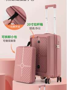 PP Large Capacity Spinner Luggage With Zipper Closure, Lightweight Travel Suitcase With Combination Lock, Carry-On Trolley Case Bag For School School Accessories School Stuff - Baby Blue - View 2