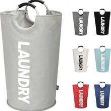 95L 超大洗衣篮，带高挂架，折叠式洗衣篮，采用 100% 涤纶面料制成，适用于卧室、壁橱、浴室、宿舍，有多种颜色可供选择，配有坚固的铝制手柄和柔软的泡沫 - 彩色 - 查看 18