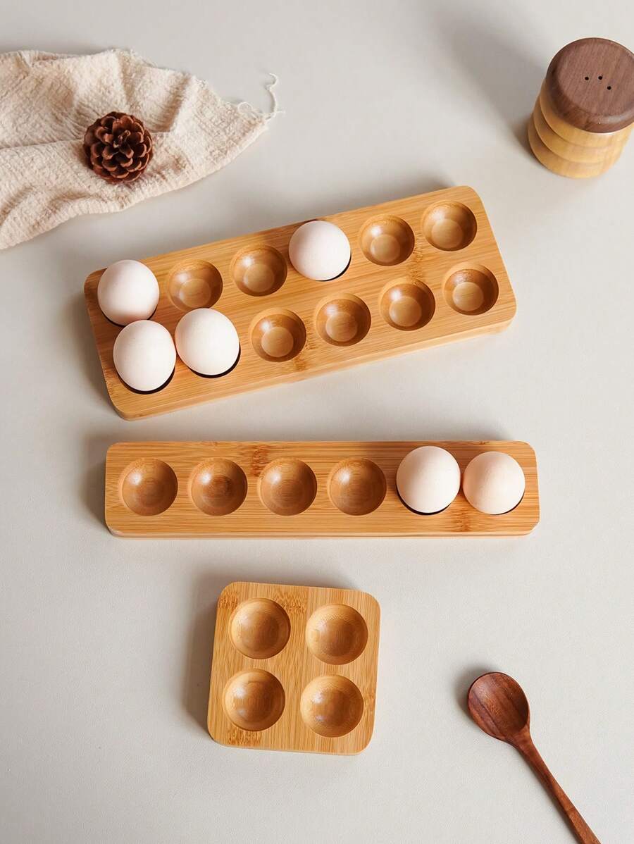 1pc Multi-Slot Paulownia Wood Egg Tray, Nordic Pastoral Style Egg Storage Box, Suitable For Kitchen, Dining Room Egg Organizer Rack, Baking/Refrigerator Egg Carton, Gift Idea, For Easter Day, Egg Storage Trays