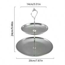 1PC Double Layer Tray Storage Tray, Accessory Storage Tray, Decorative Desktop Saving Space - Silver - View 4