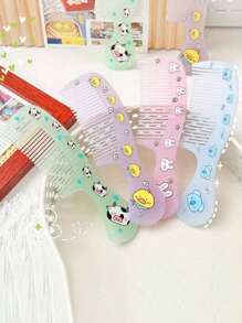 1pc Cartoon Plastic Hair Comb, Cute Rabbit, Cow, Koala Design For Kids & Baby, Portable & Easy To Use Hair Brush - Multicolor - View 4