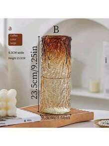 1 件玻璃圆柱花瓶，冰岛玻璃花瓶，透明玻璃花卉装饰，INS 风格极具吸引力的生日毕业礼物 - 琥珀色花瓶 - 查看 3