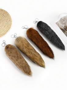 全新时尚仿狐狸尾巴包饰，1 件各式蓬松仿毛流苏钥匙扣，手提包吊坠配件，适合日常使用，送给朋友的绝佳礼物 - 彩色 - 查看 2