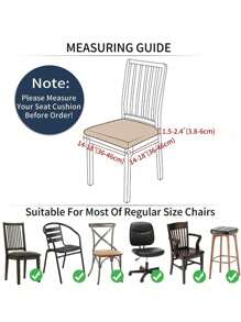 1pc Chair Seat Cover, Jacquard Dining Chair Slipcover, Suitable For Office, Dining Room, Kitchen Chairs, Protect Seat Cushion - Dark Grey - View 4