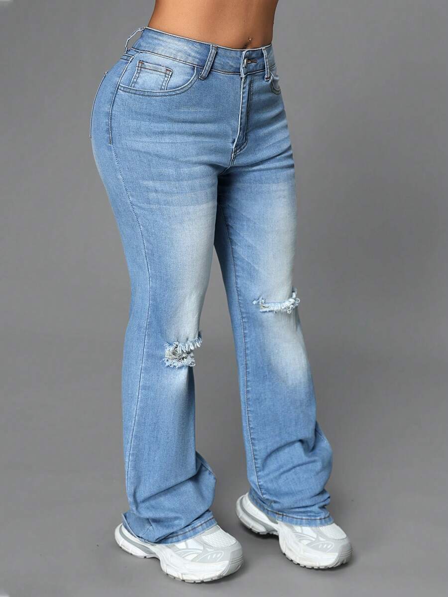 Women'S Casual Street Slim Fit Denim Jeans - Blue - View 1