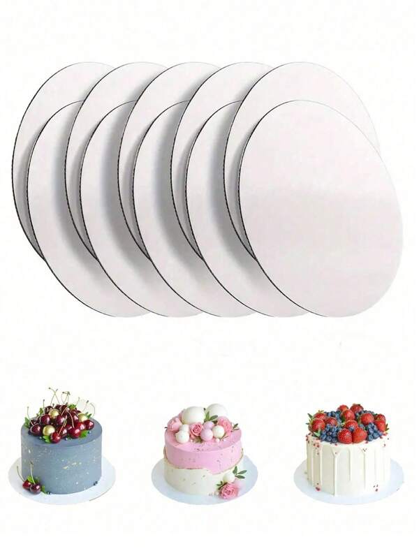 1/5 peças de placa redonda branca para bolo, papelão ondulado, base para bolo, padaria, confeitaria, bolo, sobremesa, casamento, comemoração, aniversário, banquete, lanche, placa para exibição de cupcake, bandeja de comida, festa temática, decoração de bolo, suprimentos