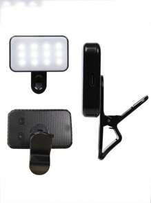 1 pièce Anneau lumineux selfie réglable 3 couleurs, convient pour téléphone portable, caméra, vidéoconférence, éclairage de remplissage en direct, ordinateur portable, maquillage et selfie avec clip, lampe LED mini portable, rechargeable USB