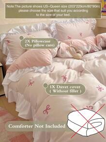 2/3pcs Set Ruffled Waterproof Fiber Duvet Cover And Pillowcase With Butterfly Print Bedding (Excludes Filler), Contrast Color Modern Bedding Suitable For Bedroom, Student Dorms, Single, Double Beds, All Season