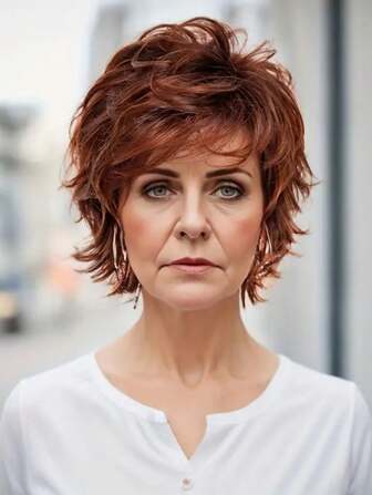 8 Inch Grey Highlight Short Pixie Cut Wig, Short Straight Layered Wig With Bangs For Women, Beginner-Friendly Synthetic Wig For Mother's Day Gift