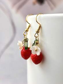 2 piezas Pendientes originales de gota con limón lindo y flor de resina para uso diario de la mujer, regalos para San Valentín, mamá, madre, Día de la Madre
