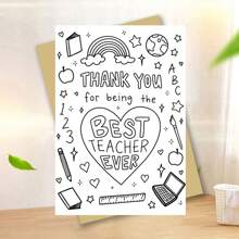 1pc Color Me Thank You Card For Best Teacher Ever With Envelope, 6.29" X 4.33", Creative Teacher Appreciation Greeting Card Versatile Greeting For Birthdays, Anniversaries, Congratulations - Appreciation Card For Teachers From Students - Multicolor - View 4