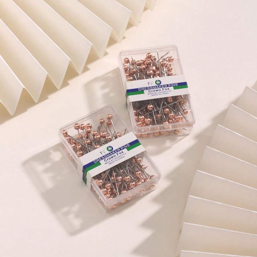 100 件亮色头巾别针，长旅行安全别针带盒，方便定位别针，适合春、夏、秋、冬季女性 - 玫瑰金 - 查看 1