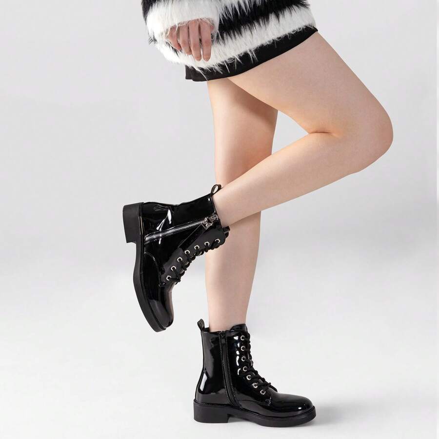 Weide Botines Negros para Mujer -Botas de Mujer Negras de Dedo Redondo con Tacón Alto Grueso - Elegantes Botas Chelsea con Hebilla Metálica y Forro de Esponja para Ocio y Actividades al Aire Libre - Negro - Ver 1