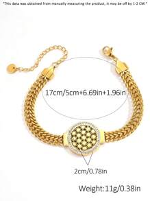 1 件简约时尚不锈钢精致个性化手链男女日常度假配饰礼物复古时尚百搭配饰节日派对生日派对穿着或礼物完美礼物 - 金色 - 查看 6