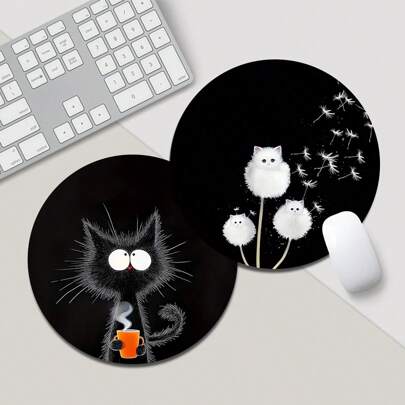 1 件有趣可爱的鼠标垫，圆形办公桌鼠标垫，带防滑橡胶底座，迷你旅行鼠标垫，适用于笔记本电脑、电脑、家庭、办公室、学习和游戏，7.8 英寸 * 7.8 英寸 * 0.08 英寸
