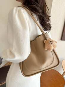 Bolso vintage y retro de gran capacidad para mujeres, de unicolor con costura, de estilo casual y elegante, adecuado para estudiantes universitarias, trabajadoras de cuello blanco, perfecto para el trabajo, de vuelta a la escuela, escuela secundaria, universidad y vacaciones.