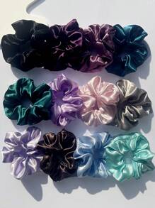 24 stuks/12 stuks make-up oogschaduw palet decoratie, effen kleur grote en kleine cirkel haarelastiekjes accessoires, geschikt voor vrouwen van 14+ jaar oud