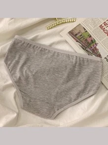 5pcs Women Solid Color Simple Comfortable Breathable Panties, Teen Underwear