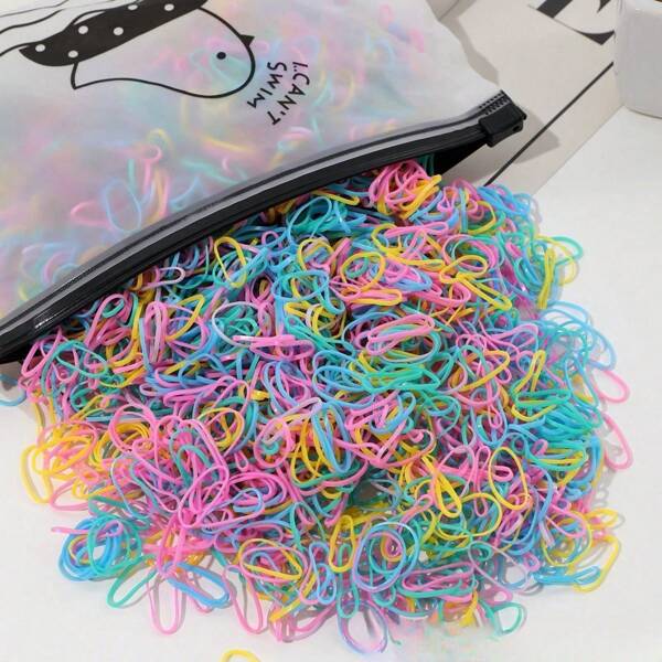 1000pcs/Pack Women Minimalist Fashion Cute Convenient Elegant Street Casual High Elasticity 2cm/0.78in Rubber Band Hair Ties, Suitable For Women Daily Decoration, Ponytail, Sports, Commuting, Washing, Wearing As Hair Accessories Ponytail Holders Hair Elastics Hair Rubber Bands Scrunchies Hair Rope