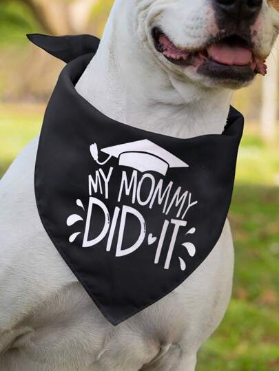 Reversible Large Size Pet Bandana, Graduation Dog Drool Bib, Pet Graduation Cap Scarf