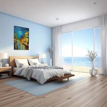 Oil Painting A Rainy Night Street Scene. Large Wooden Framed Wall Painting Artist Home Decoration Oil Painting - Bedroom, Bathroom, Living Room, Office, Kitchen, Christmas Gifts - 1 Piece - Multicolor - View 6