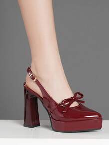 Women's High Heel Hollow Out Pumps, Super High Heel, Available In Pink, Apricot, White, Black, Red, Silver, Gold, Fashionable - Burgundy - View 5