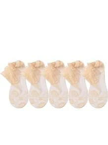 Chaussettes femmes en dentelle transparente Lolita invisibles, fines pour l'été, antidérapantes, courtes, coupe-bateaux