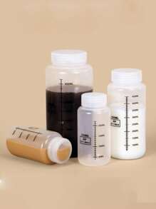 1 个加厚带刻度瓶，透明药品/咖啡/牛奶/液体储存罐，宽口 - 白色 - 查看 3