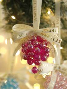 1pc Spring Grape Hanging Decoration,Bead Ornament With Love Ribbon, Perfect For Mother's Day, Seasonal Home Decor Gifts Birthday Graduation