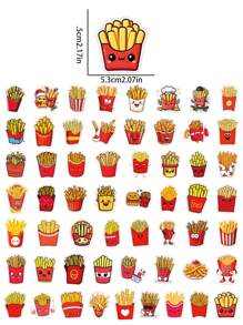 55PCS French Cartoon Snack Fries Creative Stickers Decorated Suitcase Water Cup Computer Waterproof Stickers Handicrafts