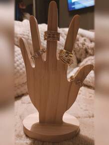 1pc Minimalist Walnut Color Wooden Jewelry Holder, Necklace Bracelet Earring Display Rack For Daily Use, Market Stall And Storage - Multicolor - View 1