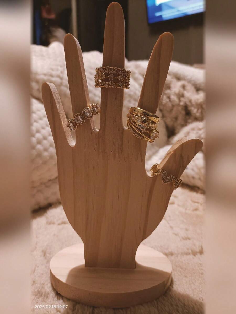 1pc Minimalist Walnut Color Wooden Jewelry Holder, Necklace Bracelet Earring Display Rack For Daily Use, Market Stall And Storage - Multicolor - View 1