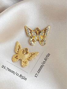 10 件/包镂空水钻蝴蝶吊坠时尚耳环珠宝配饰批发 - 金色 - 查看 12