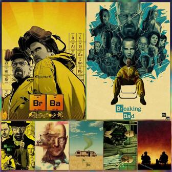Lot de 3 affiches murales sans cadre/encadrées Pop Walter White Breaking Bad, peintures décoratives multicolores à suspendre pour chambre à coucher, salon, un incontournable pour les cinéphiles