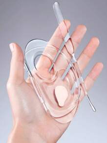 2pcs Foldable Acrylic Foundation Mixing Palette, Portable Makeup Artist Cosmetic Blender Spatula,Makeup,Cheap,Room Decor,Vanity,Travel,Bedroom,Makeup Accessories,Cheap,Stocking Stuffers,Makeup,Makeup Tools,Cheap Stuff,Gifts,Gifts For Women,Christmas Gifts,Giveaways,Travel,Cheap Stuff,Travel Essential - White - View 2