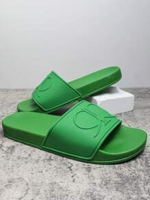 Men's Fashion Slip-On Beach Slippers With Blue Drip Pattern, Wear-Resistant Non-Slip Indoor/Outdoor Sandals For Summer