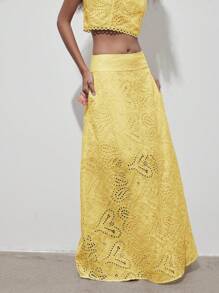 (1 chiếc) Chân váy chữ A thêu hoa khoét rỗng kiểu cổ điển, thanh lịch, tinh tế, không kèm áo lót, phong cách Gothic, phù hợp cho Giáng sinh, Xuân/Hè, phong cách Bohemian, lễ hội âm nhạc, tựu trường, mùa cưới. - Màu Mù tạt vàng - Xem 5