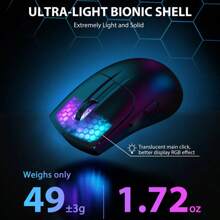 ATTACK SHARK X5 Wireless Gaming Mouse With 3 Mode PAW3212 Optical Sensor,Rechargeable Battery RGB Mice For PC Tablet Desktop - Multicolor - View 4