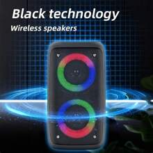 便携式无线户外扬声器，带有酷炫的 RGB 灯，支持 TWS/USB/TF 卡，适合各种户外场景和派对。 - 黑色 - 查看 5