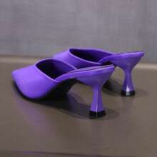 女士尖头穆勒拖鞋，细高跟户外服装，2025 年春季新品 - 紫色 - 查看 2